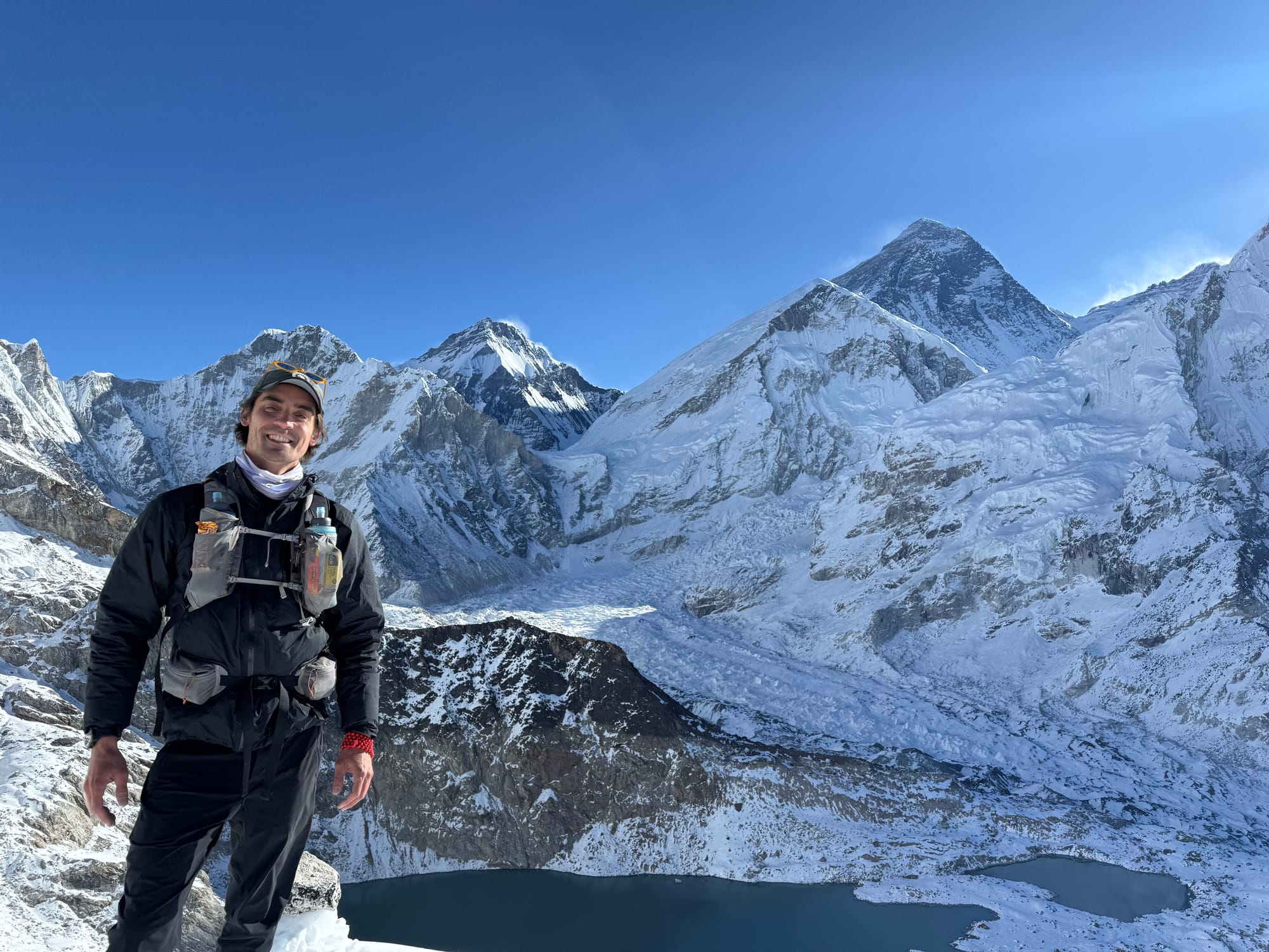 Martin in the Himalaya with Everest behind him